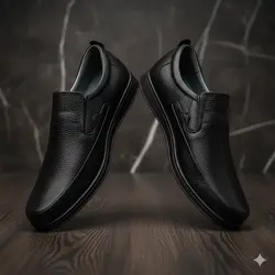 کفش روزمره مردانه مدل چرم طبیعی کد 0024 رنگ مشکی