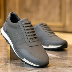 کفش روزمره مردانه مدل چرم طبیعی کد 0065 رنگ طوسی