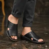 صندل مردانه مدل چرم طبیعی کد 013 رنگ مشکی