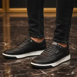 کفش روزمره مردانه مدل چرم طبیعی کد 00121 رنگ مشکی