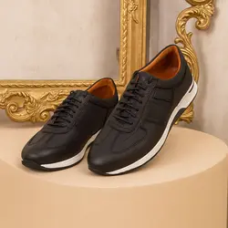 کفش روزمره مردانه مدل چرم طبیعی کد 0064 رنگ مشکی