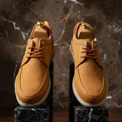 کفش روزمره مردانه مدل چرم طبیعی کد 00134t.k رنگ عسلی