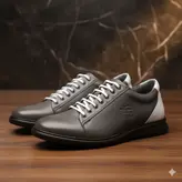 کفش روزمره مردانه مدل چرم طبیعی کد 0022 رنگ طوسی