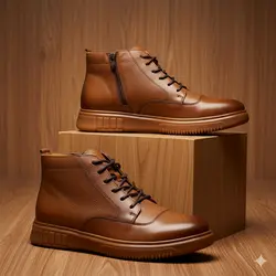 نیمبوت مردانه چرم طبیعی کد 0035 رنگ عسلی