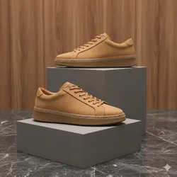 کفش روزمره مردانه چرم طبیعی کد 00151t.k رنگ عسلی