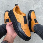 کفش روزمره مردانه مدل چرم طبیعی کد 00136t.k رنگ عسلی