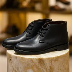 نیمبوت مردانه چرم طبیعی کد 00155t.k رنگ مشکی