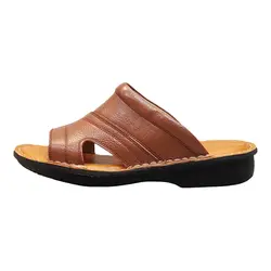 صندل مردانه چرم طبیعی کد 042t.k رنگ عسلی