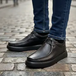 کفش روزمره مردانه چرم طبیعی کد 00153t.k رنگ مشکی