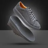 کفش روزمره مردانه چرم طبیعی کد 00151t.k رنگ طوسی