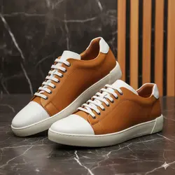 کفش روزمره مردانه مدل چرم طبیعی کد 0069 رنگ عسلی