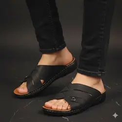 صندل مردانه مدل طبی کد 030 رنگ مشکی