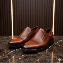 کفش رسمی مردانه مدل چرم طبیعی کد 00138t.k رنگ عسلی