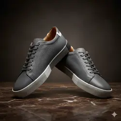 کفش روزمره مردانه چرم طبیعی کد 00132t.k رنگ طوسی