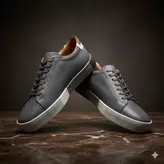 کفش روزمره مردانه چرم طبیعی کد 00132t.k رنگ طوسی