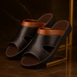 صندل مردانه مدل چرم طبیعی کد 09