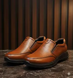 کفش طبی مردانه چرم طبیعی کد 002t.k رنگ عسلی