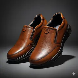 کفش طبی مردانه چرم طبیعی کد 002t.k رنگ عسلی