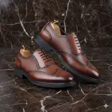 کفش رسمی مردانه مدل چرم طبیعی کد 00139t.k رنگ عسلی