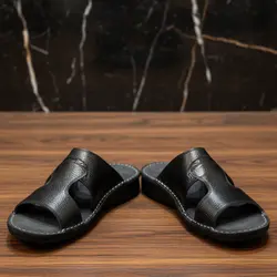 صندل مردانه مدل چرم طبیعی کد 03 رنگ مشکی
