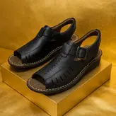 صندل مردانه مدل چرم طبیعی کد 042 رنگ مشکی