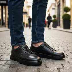 کفش روزمره مردانه مدل چرم طبیعی کد 0030 رنگ مشکی