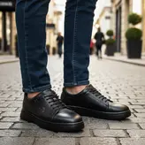 کفش روزمره مردانه مدل چرم طبیعی کد 0030 رنگ مشکی