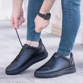 کفش روزمره مردانه چرم طبیعی کد 00186t.k رنگ مشکی