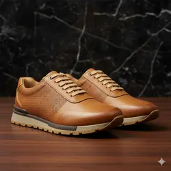 کفش روزمره مردانه مدل چرم طبیعی کد 0065 رنگ عسلی