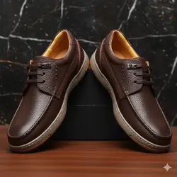 کفش روزمره مردانه مدل چرم طبیعی کد 0089t.k رنگ قهوه ای