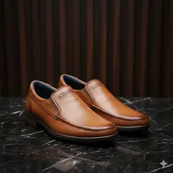 کفش روزمره مردانه چرم طبیعی کد 00144t.k رنگ عسلی