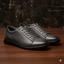 کفش روزمره مردانه مدل چرم طبیعی کد 0021 رنگ طوسی