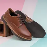 کفش روزمره مردانه چرم طبیعی کد 00188t.k رنگ عسلی