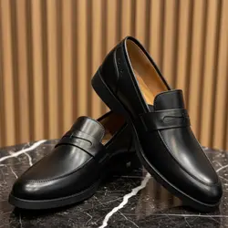 کفش روزمره مردانه مدل چرم طبیعی کد 00106t.k رنگ مشکی