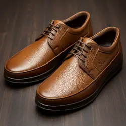 کفش روزمره مردانه چرم طبیعی کد 00147t.k رنگ عسلی