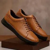 کفش روزمره مردانه مدل چرم طبیعی کد 0030 رنگ عسلی