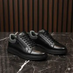 کفش روزمره مردانه چرم طبیعی کد 00161t.k رنگ مشکی