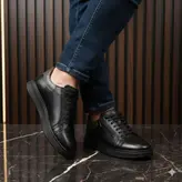 کفش روزمره مردانه چرم طبیعی کد 00161t.k رنگ مشکی