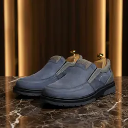 کفش روزمره مردانه مدل چرم طبیعی کد 0085 رنگ آبی