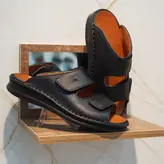 صندل مردانه مدل چرم طبیعی کد 014 رنگ مشکی