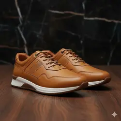 کفش روزمره مردانه مدل چرم طبیعی کد 0081 رنگ عسلی
