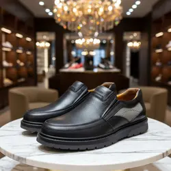 کفش روزمره مردانه مدل چرم طبیعی کد 0085 رنگ مشکی