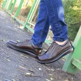 کفش روزمره مردانه مدل چرم طبیعی کد 0063 رنگ قهوه ای