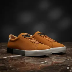 کفش روزمره مردانه چرم طبیعی کد 00132t.k رنگ عسلی