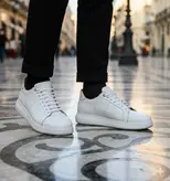 کفش روزمره مردانه چرم طبیعی کد 00141t.k رنگ سفید