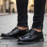 کفش روزمره مردانه چرم طبیعی کد 00140t.k رنگ مشکی