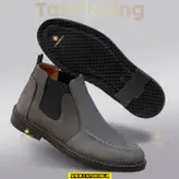 نیم بوت مردانه چرم طبیعی کد 00171t.k رنگ طوسی