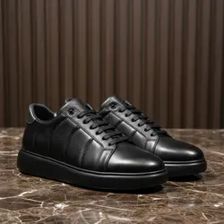 کفش روزمره مردانه چرم طبیعی کد 00141t.k رنگ مشکی