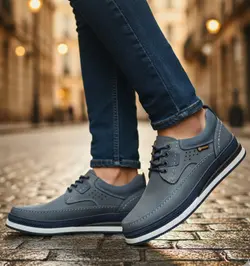 کفش روزمره مردانه مدل چرم طبیعی کد 0077 رنگ ارغوانی