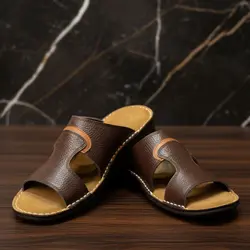 صندل مردانه مدل چرم طبیعی کد 04 رنگ قهوه ای